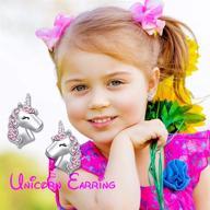 🦄 cute pink unicorn stud earrings for little girls - sparkling zircon kids jewelry for birthday parties logo