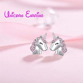 img 3 attached to 🦄 Cute Pink Unicorn Stud Earrings for Little Girls - Sparkling Zircon Kids Jewelry for Birthday Parties