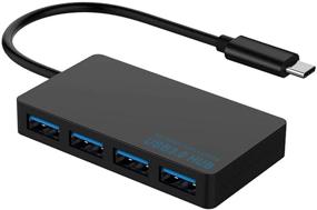 img 4 attached to 🖥️ Type C USB Hub Adapter, 4-Port Type C to USB 3.0 Dongle Compatible for MacBook Pro, iMac, iPad Pro, Pixelbook, Samsung Galaxy Note, Laptops, Chromebook, Oculus, XPS, and More Type C Devices (Black)