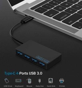 img 3 attached to 🖥️ Type C USB Hub Adapter, 4-Port Type C to USB 3.0 Dongle Compatible for MacBook Pro, iMac, iPad Pro, Pixelbook, Samsung Galaxy Note, Laptops, Chromebook, Oculus, XPS, and More Type C Devices (Black)