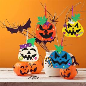 img 1 attached to 🎃 63 Sets Halloween Pumpkin Decoration: DIY Pumpkin Squash Gourd Wooden Ornaments Craft Kit - Paintable Unfinished Wood Pumpkin Cutouts, Halloween Stickers for Kids Art Project - Fall Autumn Gift, Party Favor