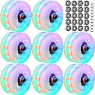 ⚡️ luminous light up roller skate wheels - 8 pack with bearings | nicodashen | ideal for double row skating and skateboards | 32mm x 58mm | wheels white логотип