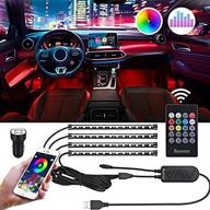 🚗 bawoo interior car lights: waterproof led strip upgrade with app control, music sync, & multi-color lighting logo