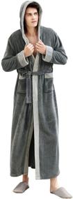 img 4 attached to Length Hooded Bathrobe Housecoat Nightgown Men's Clothing in Sleep & Lounge