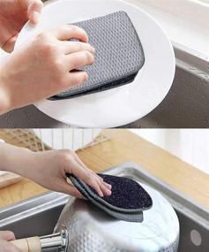 img 3 attached to 🧽 WINGSCLOGO Multi-Purpose Kitchen Scrub Sponges – Non-Scratch Microfiber Sponge for Effortless Cleaning of Dishes, Pots and Pans (4Pack, Large) with Heavy Duty Scouring Power