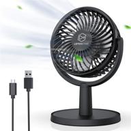 powerful usb mini desk fan with 4 speed settings, silent operation, 310° adjustable airflow, portable personal air circulator for office, bedroom, desktop (black) логотип