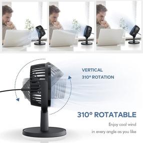 img 3 attached to Powerful USB Mini Desk Fan with 4 Speed Settings, Silent Operation, 310° Adjustable Airflow, Portable Personal Air Circulator for Office, Bedroom, Desktop (Black)