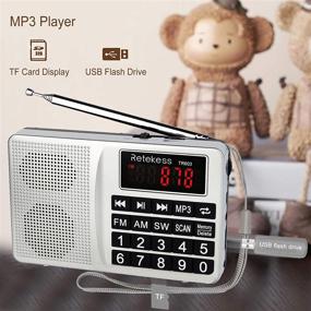 img 3 attached to 📻 Tivdio TR603 Portable AM FM Radio with Short Wave Band, Digital Radio Support TF, USB, AUX Input - 5W Speaker Included (Silver)