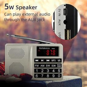 img 2 attached to 📻 Tivdio TR603 Portable AM FM Radio with Short Wave Band, Digital Radio Support TF, USB, AUX Input - 5W Speaker Included (Silver)
