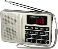 📻 tivdio tr603 portable am fm radio with short wave band, digital radio support tf, usb, aux input - 5w speaker included (silver) logo
