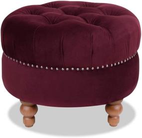 img 1 attached to Elegant Burgundy Nailhead Trim Ottoman - Jennifer Taylor Home La Rosa Collection