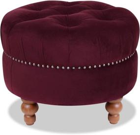 img 2 attached to Elegant Burgundy Nailhead Trim Ottoman - Jennifer Taylor Home La Rosa Collection