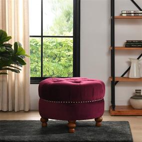 img 3 attached to Elegant Burgundy Nailhead Trim Ottoman - Jennifer Taylor Home La Rosa Collection