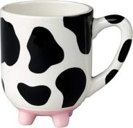 udderly cow ceramic mug with non-skid silicone feet - white, black, pink | boston warehouse, pack of 1 логотип