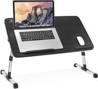nequare laptop bed tray desk: adjustable, portable & foldable bed stand for comfortable working, writing, or eating on bed/couch/sofa – large, black logo