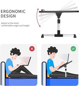 img 1 attached to NEQUARE Laptop Bed Tray Desk: Adjustable, Portable & Foldable Bed Stand for Comfortable Working, Writing, or Eating on Bed/Couch/Sofa – Large, Black