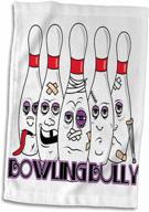 fun and quirky 3d rose design: busted up bowling pins cartoon hand/sports towel - 15 x 22 logo