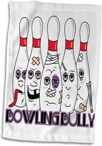img 2 attached to Fun and Quirky 3D Rose Design: Busted Up Bowling Pins Cartoon Hand/Sports Towel - 15 x 22