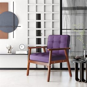img 1 attached to 🪑 Strongbird Wood Accent Chair: Mid-Century Modern Furniture for Living, Waiting Room, Bedroom - Purple Lounge Chair with Armrests