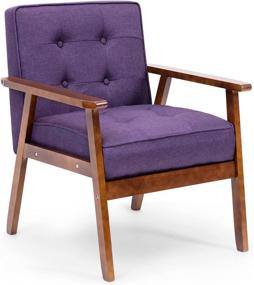 img 4 attached to 🪑 Strongbird Wood Accent Chair: Mid-Century Modern Furniture for Living, Waiting Room, Bedroom - Purple Lounge Chair with Armrests