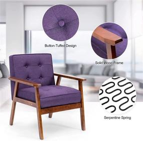 img 3 attached to 🪑 Strongbird Wood Accent Chair: Mid-Century Modern Furniture for Living, Waiting Room, Bedroom - Purple Lounge Chair with Armrests