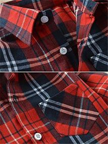 img 2 attached to 👕 Plaid Flannel Sleeve Button-Down Shirts for Boys in Tops, Tees & Shirts Collection