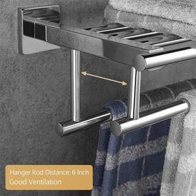 img 2 attached to 🛁 USHOWER Polished Chrome Towel Rack Set: 24-Inch Wide Bathroom Hotel Towel Shelf - Complete 4 Piece Kit