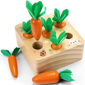 img 4 attached to 🥕 Wooden Montessori Developmental Shape Sorting & Matching Carrots Harvest Game Toys for Babies 6-12 Months - Ideal Birthday Gifts for Boys and Girls