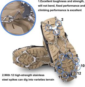 img 2 attached to 🏔️ Springk Traction Cleats: 12 Stainless Steel Microspikes Crampons for Men and Women - Stay Firm on Snow, Ice, and Slippery Surfaces! Perfect for Walking, Jogging, Hiking, and Mountaineering - Includes Free Portable Bag