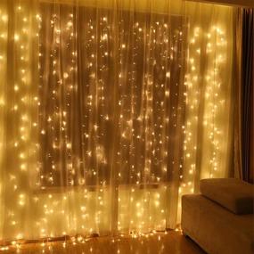 img 3 attached to 🌟 LIIDA Curtain String Lights Window Twinkle Lights - 9.8 x 9.8ft Icicle Lights for Holiday Party Wall Wedding Decorations - 8 Modes, Warm White