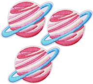 🌌 u-sky cute iron on galaxy planet patches for jackets - set of 3: saturn planet embroidered sew-on/iron-on appliques patch for backpacks, jeans, caps, bags, kids clothing - size: 2.5x1.6 inch logo