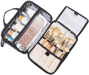 img 1 attached to 🧳 FINDCOZY Travel Toiletry Bag: Premium Organizer for Women, Black Cosmetic Case for Toiletries, Full-Sized Bottles & Accessories - A Must-Have for Travelers!