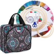 totem cross stitch and embroidery project bag - portable craft carry case with starter kit and supplies storage tote bag, ideal for beginners, adults, and kids - lodrid embroidery logo