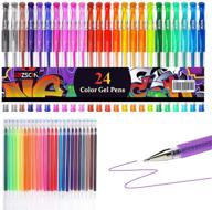 🖍️ zscm glitter gel pens - 48 pack colored gel pens set with 24 unique colors, 24 refills, 40% more ink - perfect for adult coloring books, drawing, scrapbooking, and journaling logo