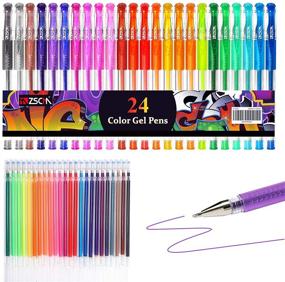 img 4 attached to 🖍️ ZSCM Glitter Gel Pens - 48 Pack Colored Gel Pens Set with 24 Unique Colors, 24 Refills, 40% More Ink - Perfect for Adult Coloring Books, Drawing, Scrapbooking, and Journaling