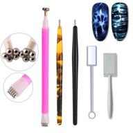 wokoto 5pcs nail magnet tool set: flower design pens 💅 & strong magnet stick for stunning cat eye gel polish nail art logo