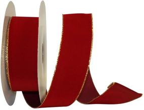 img 1 attached to 🎀 Reliant Ribbon Value Velvet Wired Edge Ribbon - Scarlet/Gold - 2-1/2 Inch x 50 Yards: Best Price and Quality Combination