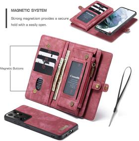 img 1 attached to 🔴 AKHVRS Premium PU Leather Wallet Case for Samsung Galaxy S21+ Plus 6.7" (Red) - Zipper Closure, Magnetic Detachable Case, Card Slots