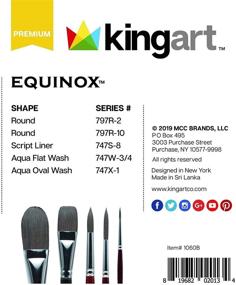 img 1 attached to Кисти KINGART Equinox-Synthetic Squirrel, Набор из 5 штук, Разноцветные (включая коричневый, красный, черный и серебристый)