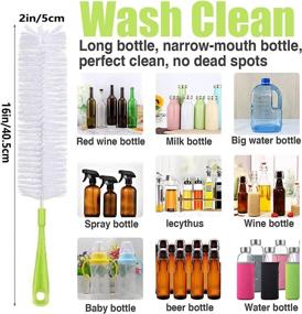 img 2 attached to 🍼 6-Piece Long Handle Bottle Cleaning Brush Set - Ideal for Washing Wine Decanter, Beer Bottle, Baby Bottles - Includes Sports Water Bottles, Straw Brush, Kettle Spout, Lid Brush, & Thermos Cleanser (Green)