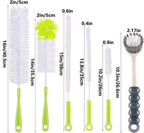 img 3 attached to 🍼 6-Piece Long Handle Bottle Cleaning Brush Set - Ideal for Washing Wine Decanter, Beer Bottle, Baby Bottles - Includes Sports Water Bottles, Straw Brush, Kettle Spout, Lid Brush, & Thermos Cleanser (Green)