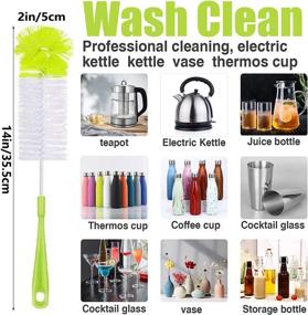 img 1 attached to 🍼 6-Piece Long Handle Bottle Cleaning Brush Set - Ideal for Washing Wine Decanter, Beer Bottle, Baby Bottles - Includes Sports Water Bottles, Straw Brush, Kettle Spout, Lid Brush, & Thermos Cleanser (Green)