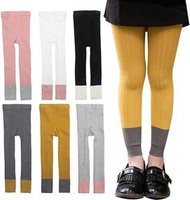 img 4 attached to 🌈 Colorful Warm Cotton Ankle Leggings Footless Tight Pantyhose for Girls - Set of 6