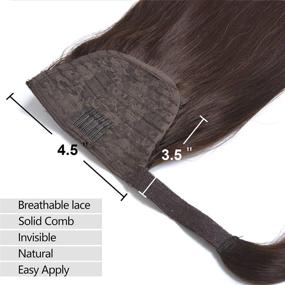 img 2 attached to 👱 Premium 18" Dark Brown Clip-In Ponytail Hair Extensions - 100g/3.5oz Human Hair Wrap-Around for Women