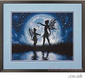 img 2 attached to 🧚 Captivating DIMENSIONS Twilight Silhouette Fairy Cross Stitch Kit - 14 Count Navy Aida Fabric, 14'' x 11'' - Express Your Creativity!