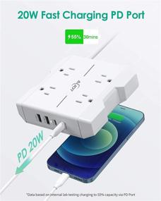 img 2 attached to Versatile Power Strip with USB C, Aijoy Flat Plug Extension Cord – 4 Outlets, 2 USB Ports, 1 PD Port for Efficient Charging – Ideal for Home, Office, and Travel – White