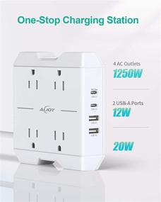 img 3 attached to Versatile Power Strip with USB C, Aijoy Flat Plug Extension Cord – 4 Outlets, 2 USB Ports, 1 PD Port for Efficient Charging – Ideal for Home, Office, and Travel – White