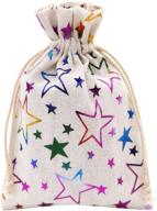 🎁 sumdirect 20pcs color star burlap gift bags: 5x7 inch drawstring pouches for party wedding favors & crafts logo