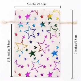 img 3 attached to 🎁 SumDirect 20pcs Color Star Burlap Gift Bags: 5x7 Inch Drawstring Pouches for Party Wedding Favors & Crafts