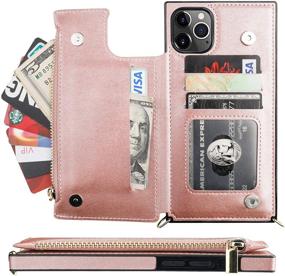 img 2 attached to 📱 Bocasal Crossbody Wallet Case for iPhone 11 Pro with Card Holder, Zipper Card Slot Protection and Shockproof Purse Cover, Removable Cross Body Strap, 5.8 Inch (Rose Gold)